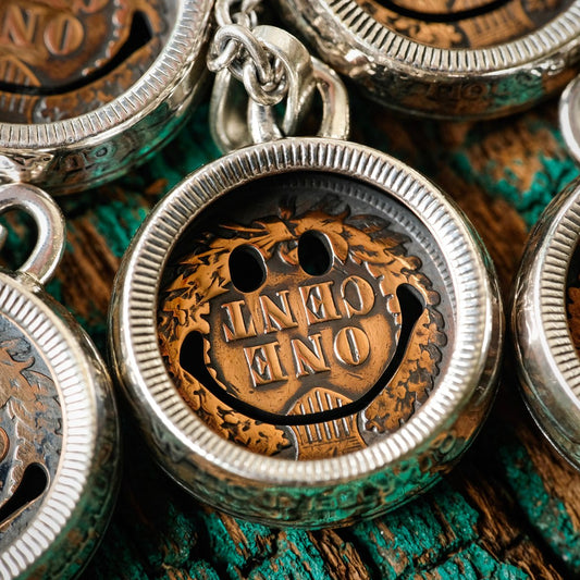 North Works N-249 Penny Smile Quarter Coin Necklace close-up