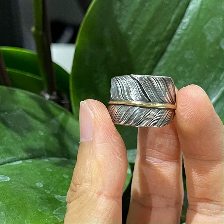 [CHOLOS] Gold Stem Feather Ring