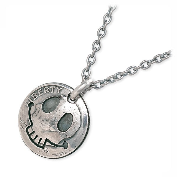 [North Works] Skeleton Smile silver coin necklace