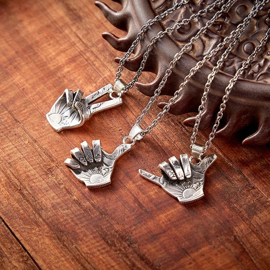 [North Works] N-507 Peace Hand Antique Coin Pendant Necklace