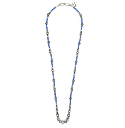 [Kazoo] “Slate Blue” Silver Beads Necklace