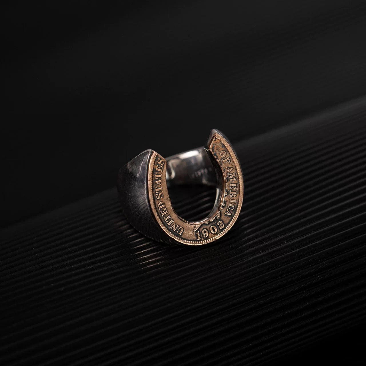 [North Works] E-078 Horseshoe Ring Antique Coin Remade Ring