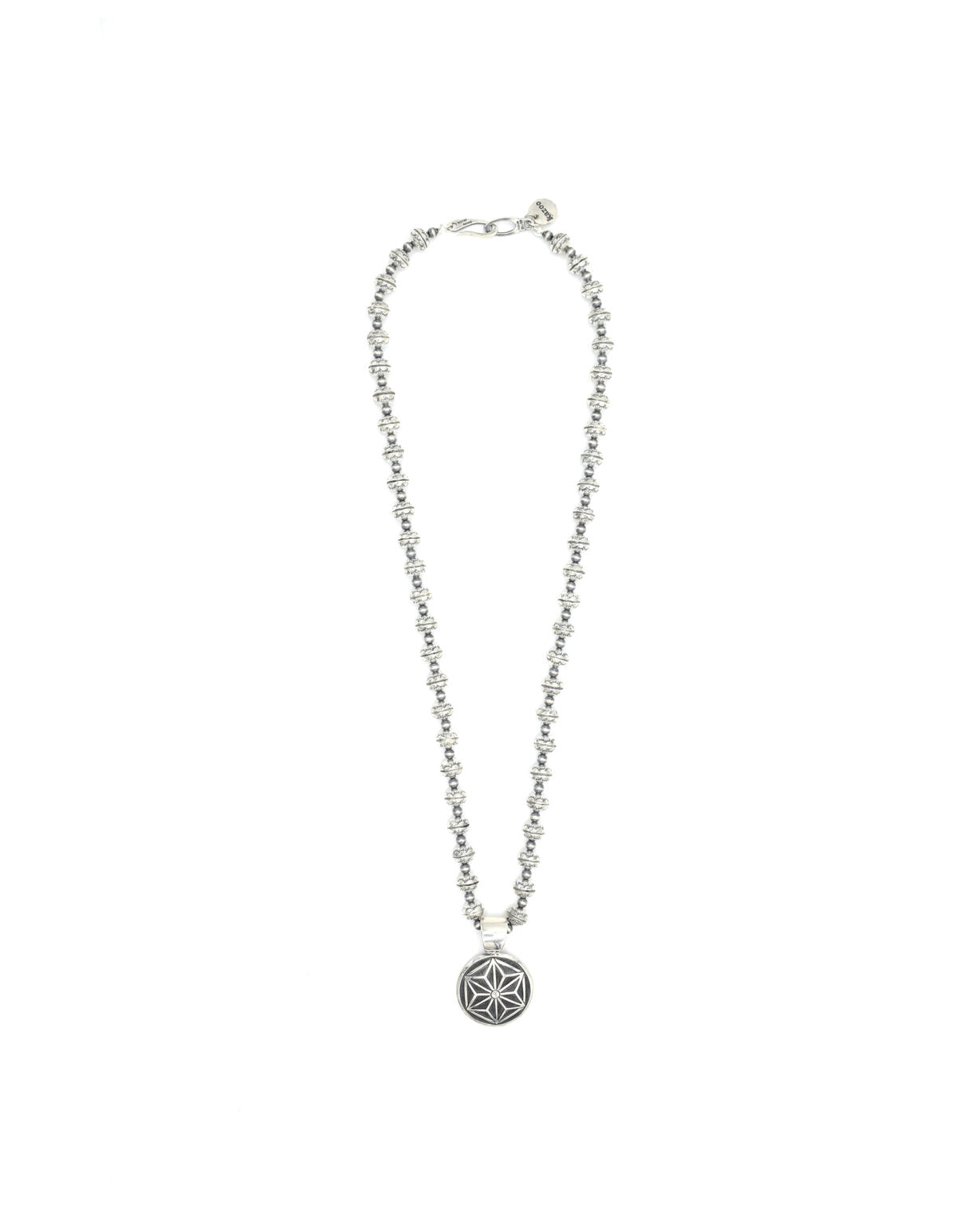 KAZOO Asanoha Concho handstamp beads necklace sterling silver