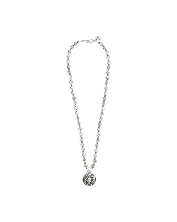 KAZOO Asanoha Concho handstamp beads necklace sterling silver