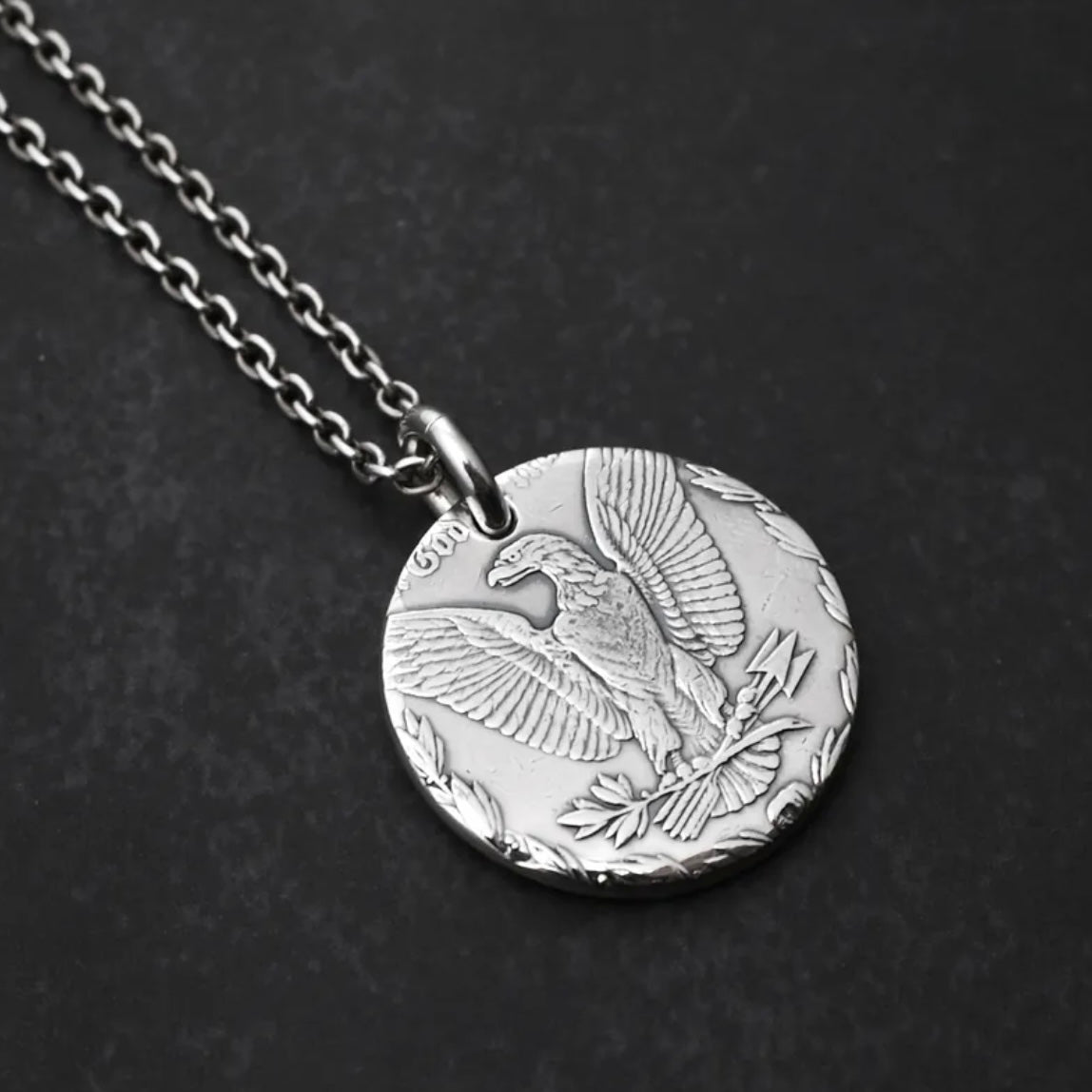North Works] Eagle Vintage Silver Coin Pendant Necklace C-009