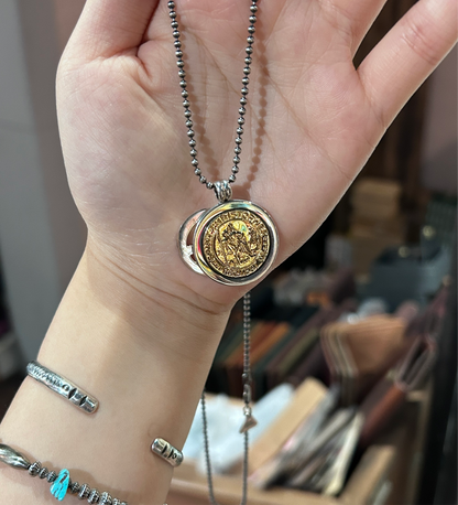 [Blind Man Togs] Reversible Vintage Medallion necklace/pendant- 925 sterling silver