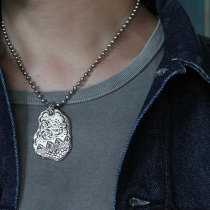 [Mt. Hill] Dog Tag Silver Stamped pendant necklace