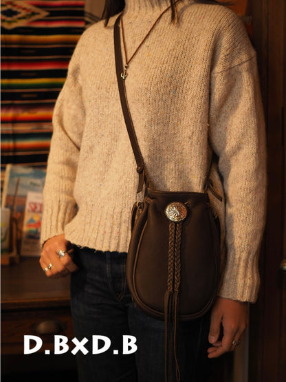[Lucky John] Silver concho deer skin bag