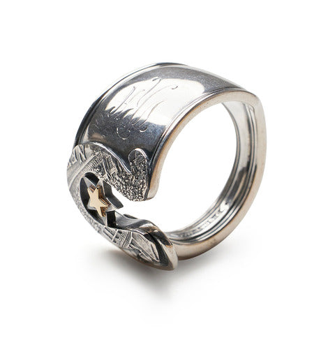 BLIND MAN TOGS Horseshoe Star Ring Vintage Sterling Silver Spoon Remade