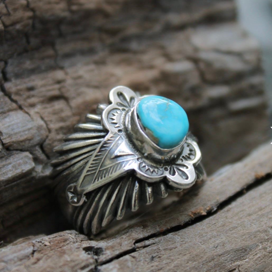 [Mt.hill] Sun Burst Ring with Turquoise
