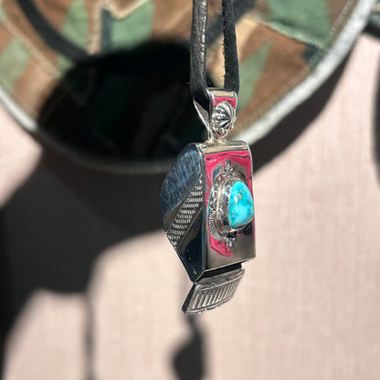 [Mt. Hill] Turquoise Whistle Pendant Necklace- 925 sterling silver artisan handmade jewellery