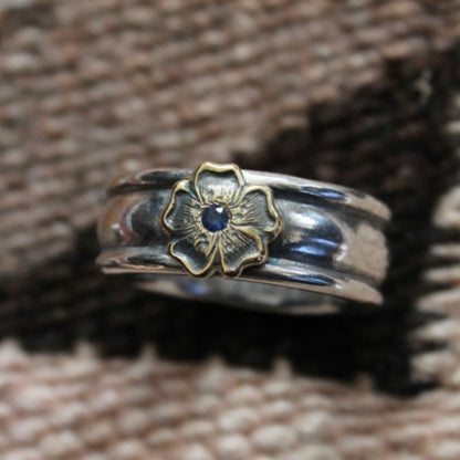 [Mt.hill] Prairie Rose with Blue Sapphire Plain Ring