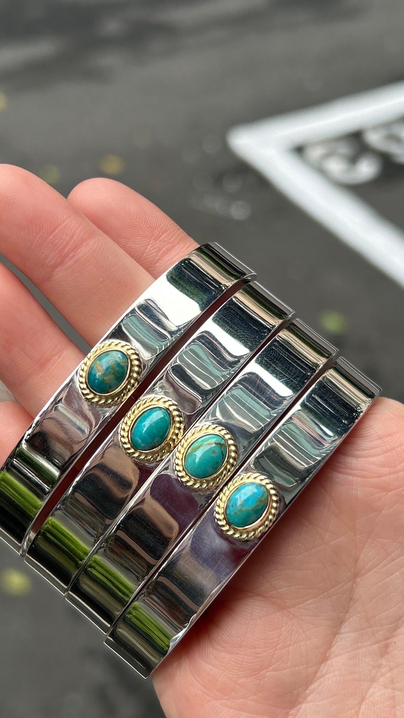 [Dear Blossom] Turquoise Gold Rope Bangle