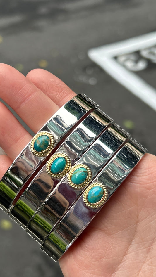 [Dear Blossom] Turquoise Gold Rope Bangle