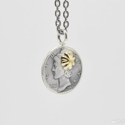 [North Works] Liberty Charms 10￠Silver vintage coin handmade necklace