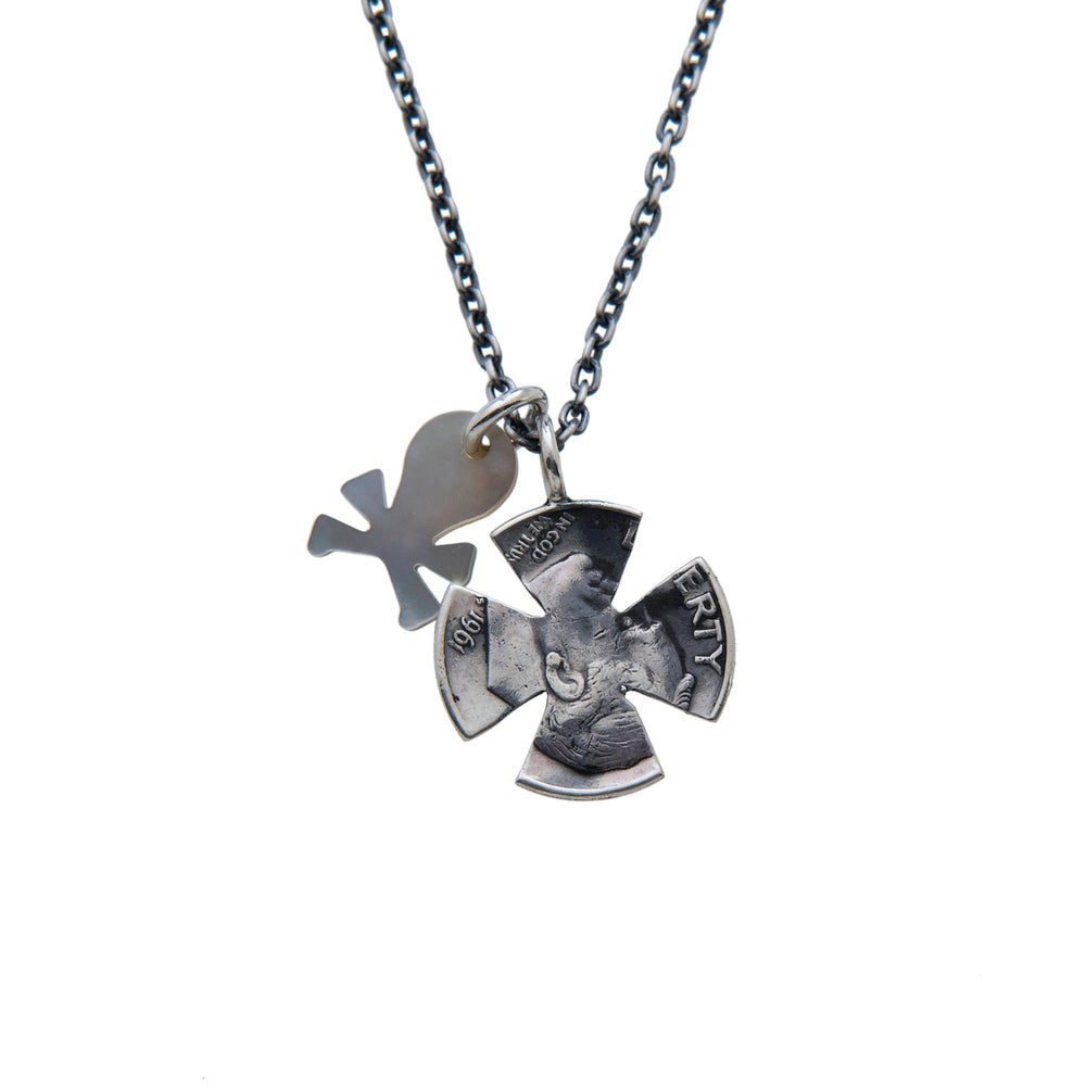 [North Works] Pearl Skull Coin Necklace