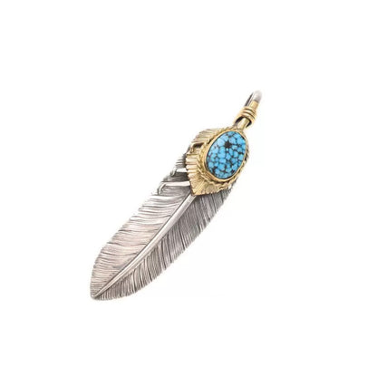 [Lucky John] Spiderweb Turquoise Feather x 18K Gold heart Feather