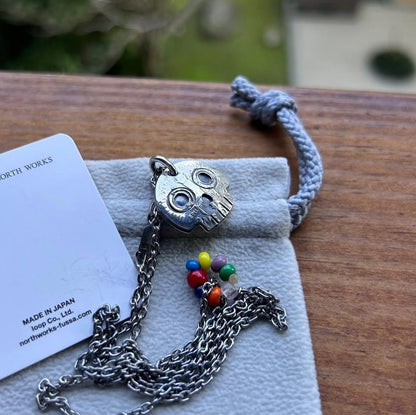 [North Works] N-647 Flower Skull Beads Necklace