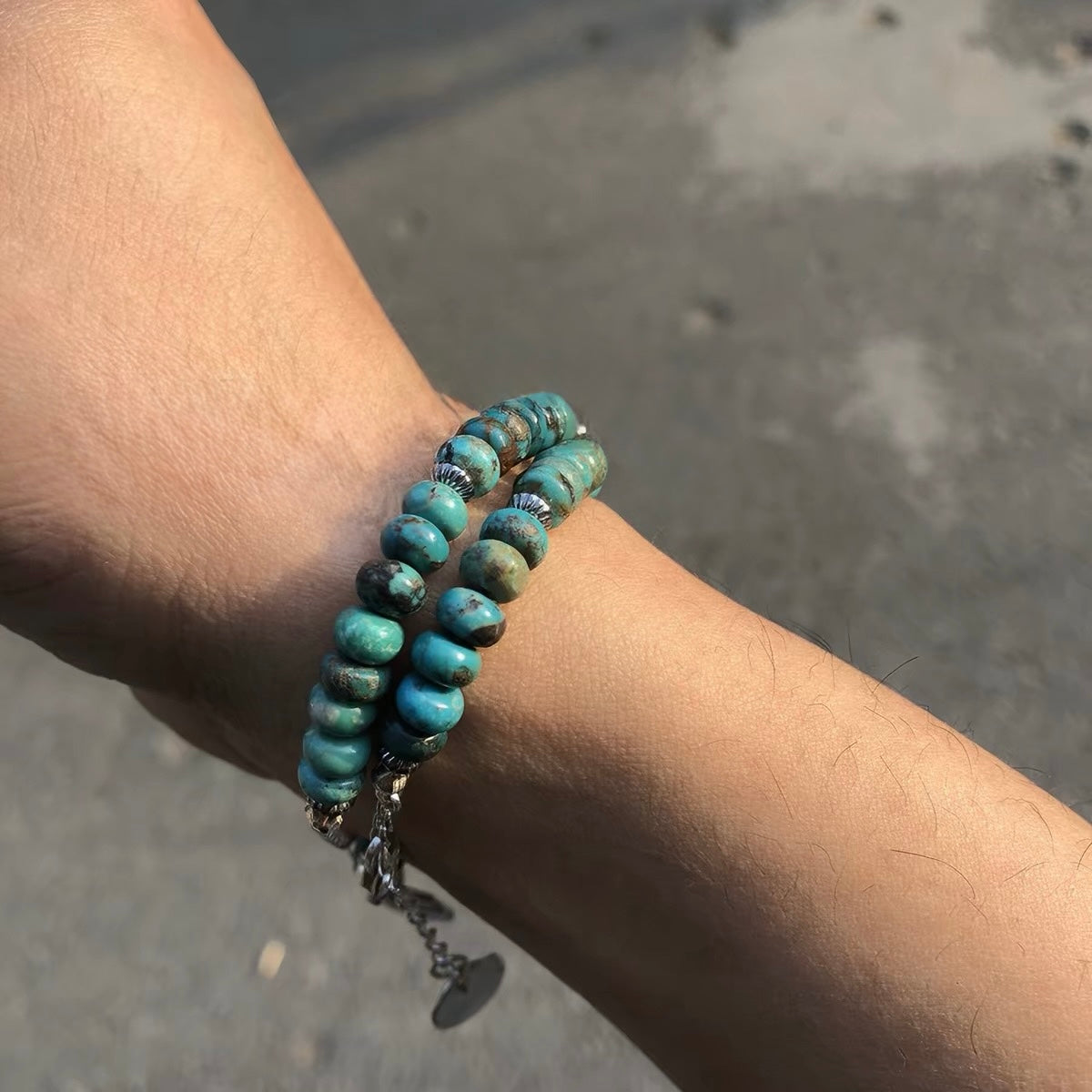 KAZOO “Turquoise & Silver”  Beads Bracelet