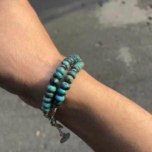 KAZOO “Turquoise & Silver”  Beads Bracelet