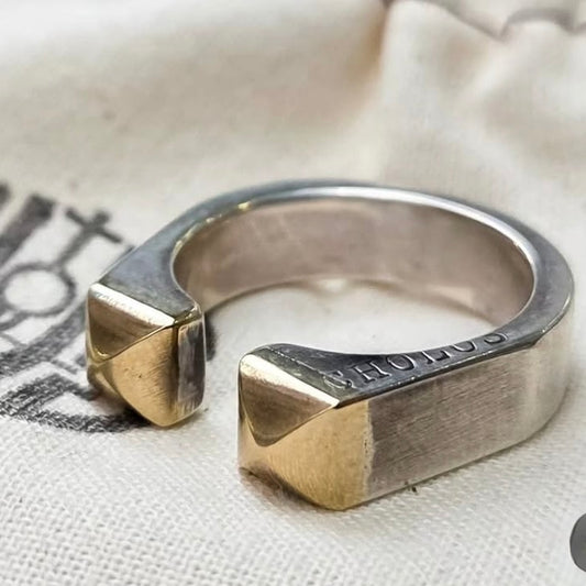 CHOLOS Pyramid Ring Double Gold