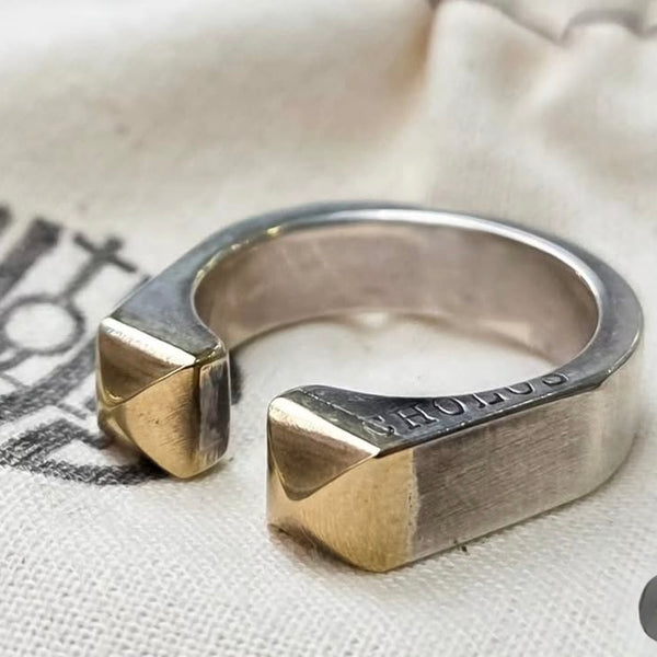 CHOLOS Pyramid Ring Double Gold