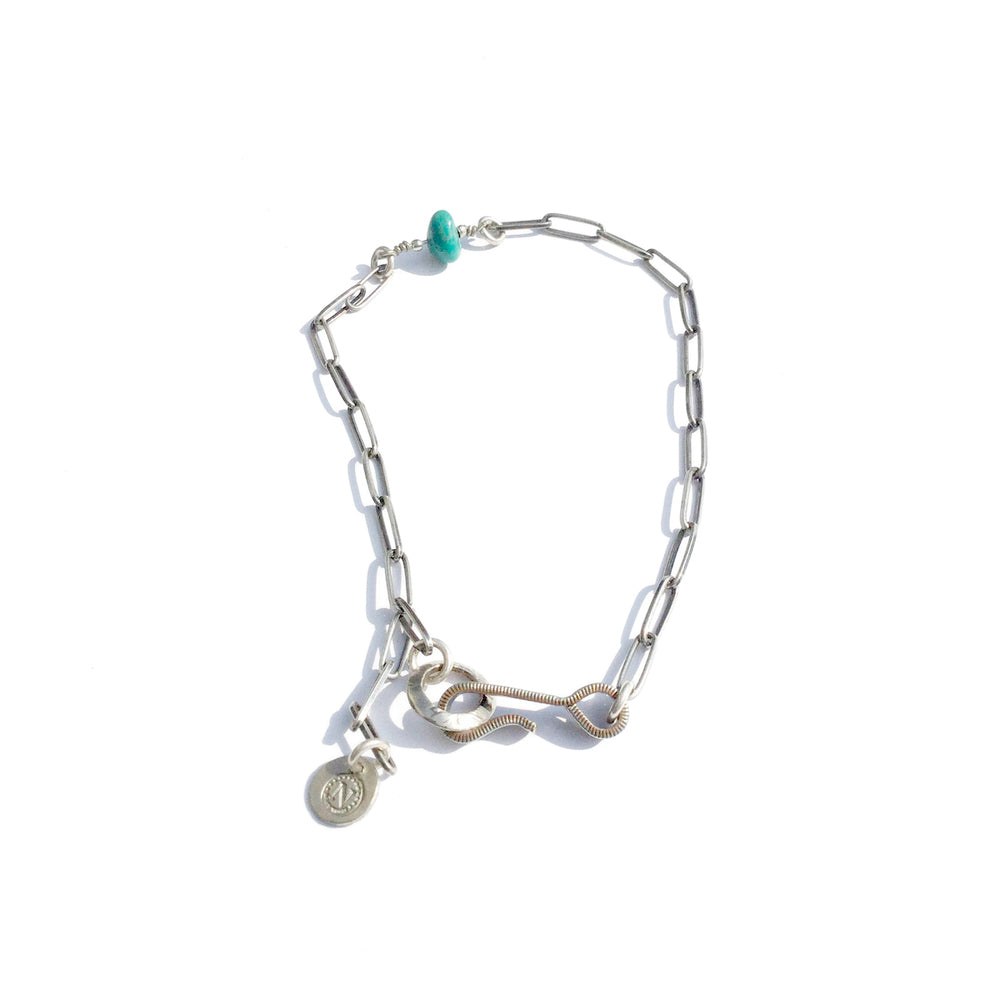 [North Works] N-317 Turquoise Stone Silver chain Bracelet/Anklet