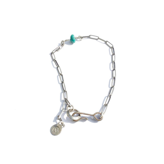 [North Works] N-317 Turquoise Stone Silver chain Bracelet/Anklet