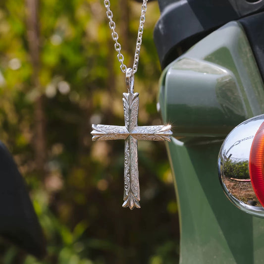 [Dear Blossom] Arabasque Silver Cross Pendant necklace