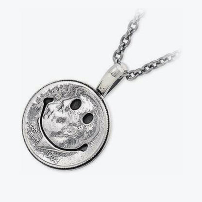 [North Works] Classic Smiley Face Silver Coin Pendant/ Necklace N-009
