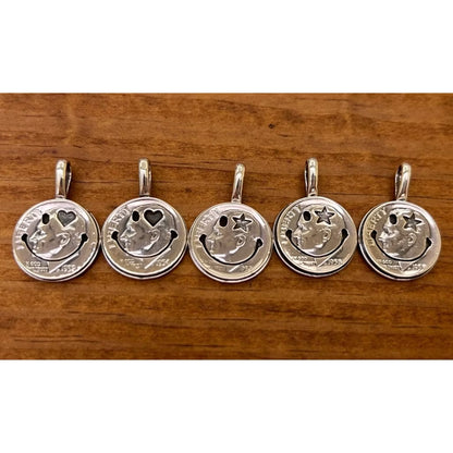 [North Works] Heart Smile vintage coin necklace
