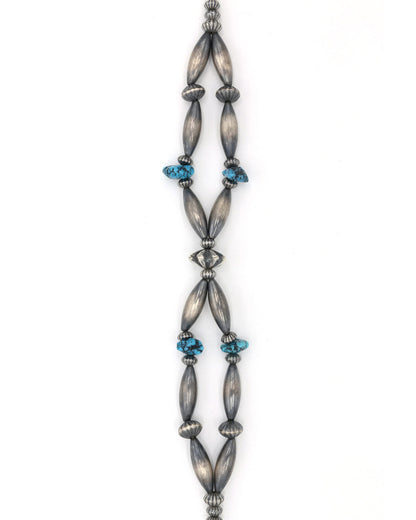 [Kazoo] “Oval Track” Bracelet – 925SV/ Kingman Turquoise Stone, Japanese Artisan Jewelry