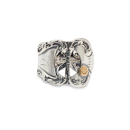 [Blind Man Togs] Peace & Smile Ring- vintage Tiffany silver spoon/ 18ct gold