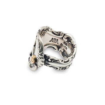 [Blind Man Togs] Peace & Smile Ring- vintage Tiffany silver spoon/ 18ct gold