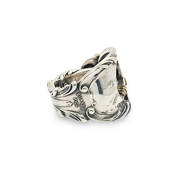 [Blind Man Togs]Peeper Ring- vintage Tiffany silver spoon/ 18ct gold