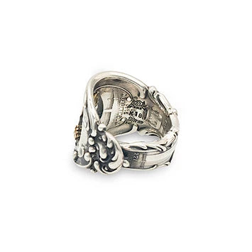 [Blind Man Togs]Peeper Ring- vintage Tiffany silver spoon/ 18ct gold