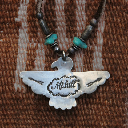 [Mt. Hill] Turquoise chip Inlayed Thunder Bird Necklace