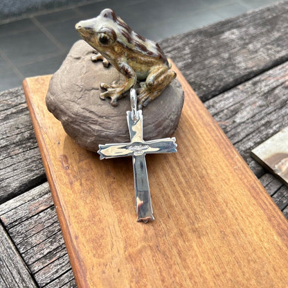 [Dear Blossom] Silver Cross/ TQ stone necklace