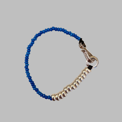 [North Works] Handmade Blue Beaded Bracelet with Sterling Silver Accents S-027