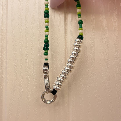 [North Works] Handmade Blue Beaded Bracelet with Sterling Silver Accents S-027