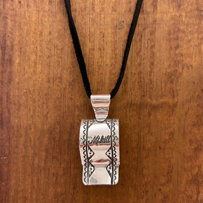 [Mt. Hill] Artisan Silver Whistle Scroll Pendant Necklace
