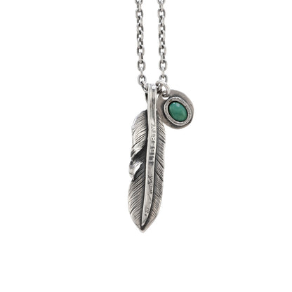 [North Works] Turquoise stone feather necklace N-410