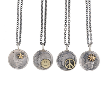 [North Works] Liberty Charms 10￠Silver vintage coin handmade necklace