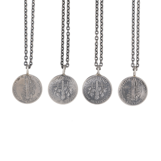 [North Works] Liberty Charms 10￠Silver vintage coin handmade necklace