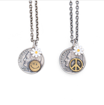 [North Works] Daisy Vintage Coin Necklace N-660