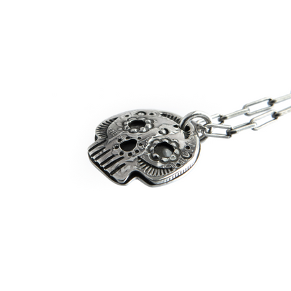 [North Works] N-647 Flower Skull Beads Necklace