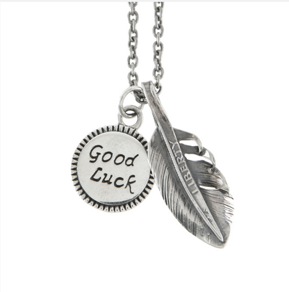 [North Works] Good Luck Feather Necklace / Pendant- 10￠Silver vintage coin/ handmade jewelry