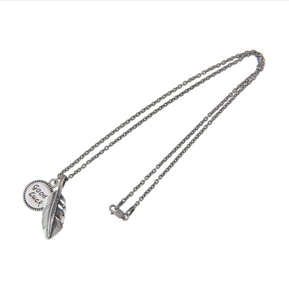 [North Works] Good Luck Feather Necklace / Pendant- 10￠Silver vintage coin/ handmade jewelry