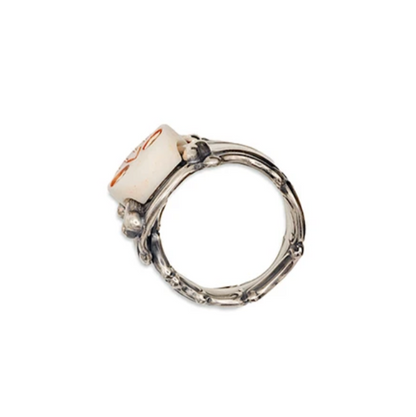 [Blind Man Togs] Sugar Skeleton Ring- vintage Tiffany silver spoon/ antler/ 18ct gold