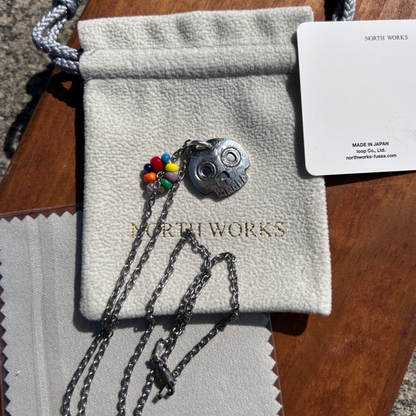[North Works] N-647 Flower Skull Beads Necklace